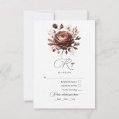 Elegante Mocha Mousse Bloemenbruiloft RSVP Kaartje (Voorkant)