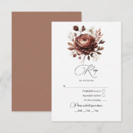Elegante Mocha Mousse Bloemenbruiloft RSVP Kaartje