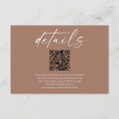 Elegante Mocha Mousse QR Code Trouwdetails Informatiekaartje (Voorkant)