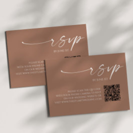 Elegante Mocha Mousse QR Code Wedding RSVP Kaart
