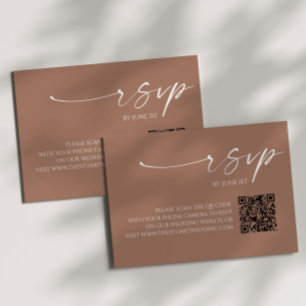 Elegante Mocha Mousse QR Code Wedding RSVP Kaart