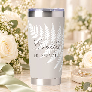 Elegante Mocha Taupe Witte Varens Bruidsmeisje Geïsoleerde Drinkbeker