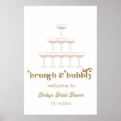 Elegante Mod Champagne Retro Bruidsfeest Verwelkom Poster (Voorkant)