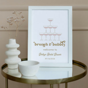 Elegante Mod Champagne Retro Bruiloft Feest Welkom Poster