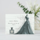 Elegante mode bedankkaart – jurk & parfum (Staand voorkant)