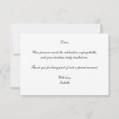 Elegante mode bedankkaart – jurk & parfum (Achterkant)