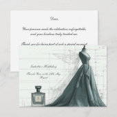 Elegante mode bedankkaart – jurk & parfum (Voorkant / Achterkant)