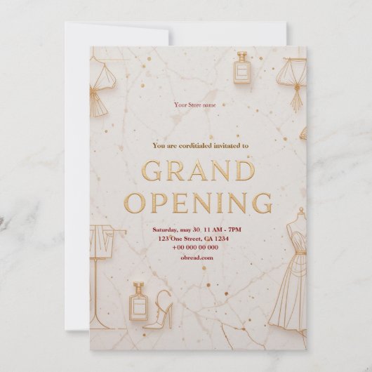 Elegante Mode Boutique Grand Opening Invitation Kaart (Voorkant)