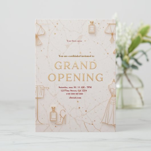 Elegante Mode Boutique Grand Opening Invitation Kaart (Staand voorkant)