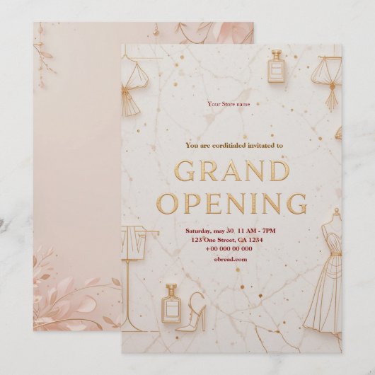 Elegante Mode Boutique Grand Opening Invitation Kaart (Voorkant / Achterkant)