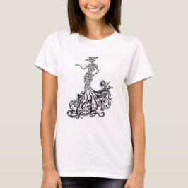 Elegante mode dame silhouet lijn kunst grafische T T-shirt