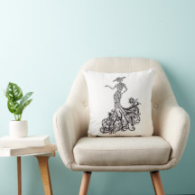 Elegante mode dame silhouet lijn kunst werp kussen