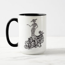 Elegante mode dame silhouet lijnkunst tweekleurig
