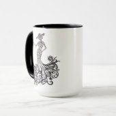 Elegante mode dame silhouet lijnkunst tweekleurig  mok (Voorkant links)
