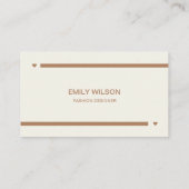 Elegante Mode Designer / Minimalist Beige & Brown Visitekaartje (Achterkant)