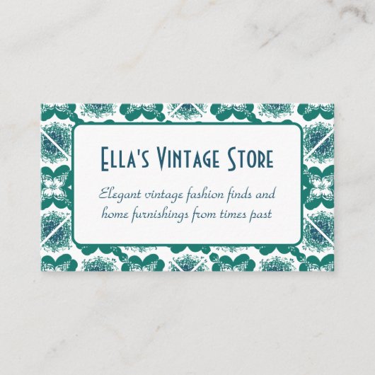 Elegante  Mode QR Code Retro Tegel Patroon Visitekaartje (Voorkant)