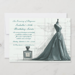 Elegante mode-schets verjaardagsuitnodiging  kaart