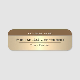 Elegante Mode Stijl Bruin & Luxe Gouden Metallic Naamplaatje