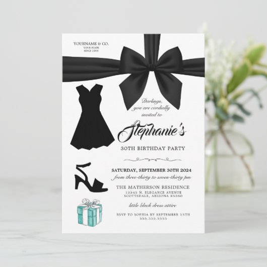 Elegante Mode Tiffany Verjaardagsuitnodiging Kaart (Staand voorkant)