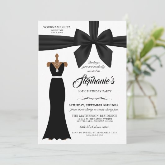 Elegante Mode Tiffany Verjaardagsuitnodiging Zwart Kaart (Staand voorkant)