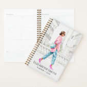 Elegante mode vrouw loopt planner (Display)
