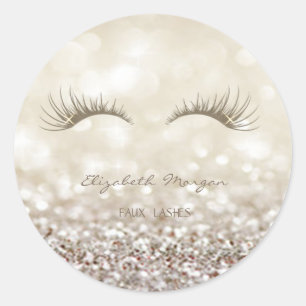 Elegante Moder Glitterende Bokeh, Nep Wimpers Ronde Sticker