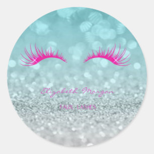 Elegante Moder Glitterende Bokeh, Nep Wimpers Ronde Sticker