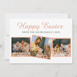 elegante Modern Blessing Pasen familie Drie foto's Feestdagenkaart