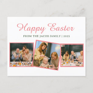 elegante Modern Blessing Pasen familie Drie foto's Feestdagenkaart