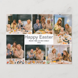 elegante Modern Blessing Pasen familie Zes foto Feestdagenkaart