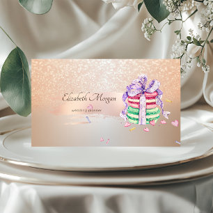 Elegante Modern, Rose Goud Kwasstreek, Macarons Visitekaartje