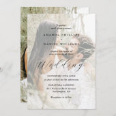 Elegante moderne 2 foto bruiloft kaart (Voorkant / Achterkant)