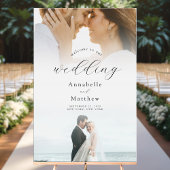 Elegante moderne 2 foto bruiloft welkom acryl bord