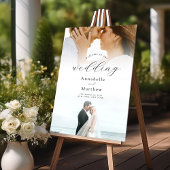 Elegante moderne 2 foto bruiloft welkom acryl bord