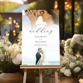 Elegante moderne 2 foto bruiloft welkom acryl bord