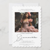 Elegante moderne 2 foto Quinceanera uitnodiging (Voorkant)