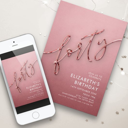 Elegante moderne 40e verjaardag kaart