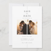 Elegante moderne 4 foto bruiloft Bewaar de datum Kaart (Achterkant)
