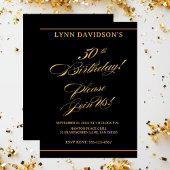 Elegante moderne 50e verjaardag goud zwart kaart