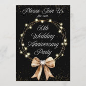 Elegante moderne 50e verjaardagsfeest goud zwart kaart (Voorkant)