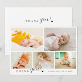 Elegante & Moderne 5 Foto Collage Baby Shower Bedankkaart (Voorkant / Achterkant)