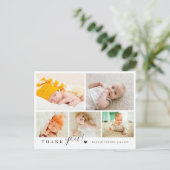 Elegante & Moderne 5 Foto Collage Baby Shower Briefkaart (Staand voorkant)