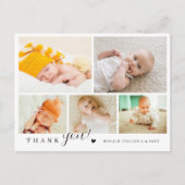 Elegante & Moderne 5 Foto Collage Baby Shower Briefkaart (Voorkant)