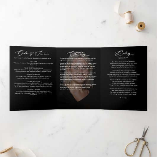 Elegante moderne 8-foto begrafenis / herdenkingsdi drieluik programma (Binnen)