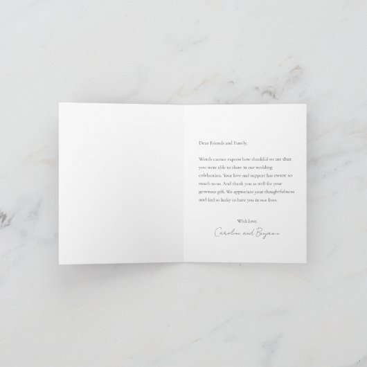 Elegante moderne aangepaste bericht bruiloft Dusty Bedankkaart (Binnen)