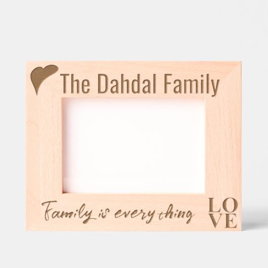 Elegante moderne aangepaste familienaam, liefde en gegraveerde lijstjes (Voorkant)