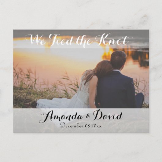 Elegante moderne aangepaste foto bruiloft aankondi briefkaart (Voorkant)
