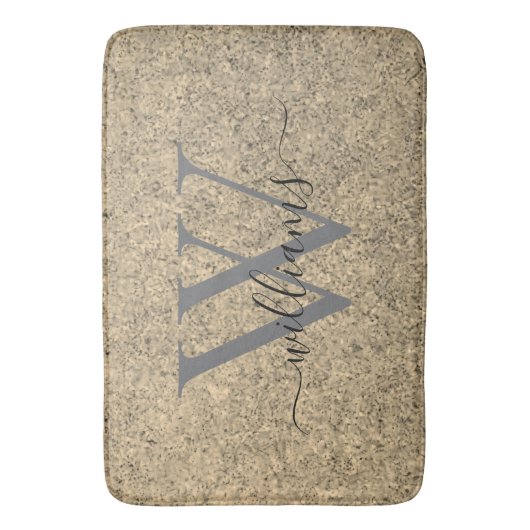 Elegante moderne aangepaste monogram script naam badmat (Voorkant Verticaal)