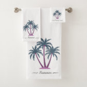 Elegante moderne aangepaste palmbomen en script op bad handdoek (Insitu)