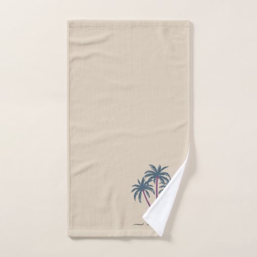 Elegante moderne aangepaste palmbomen en script op bad handdoek (Handdoek)